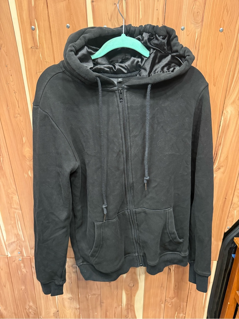 Kin Apparel Black Zip-Up Silk Lined Hooded Jacket - Men's Hoodie
